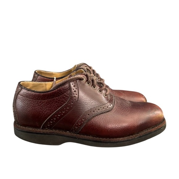 LL Bean Mens Brown Leather Saddle Shoes Brogue Oxfords Vibram Sole 8.5 main image 7